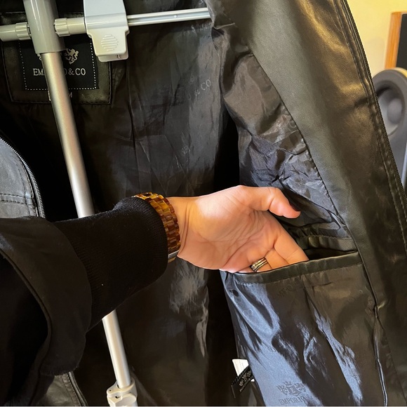 Emporio & Co. Vintage Men's Black Leather Jacket, Size Medium. - Picture 7 of 14